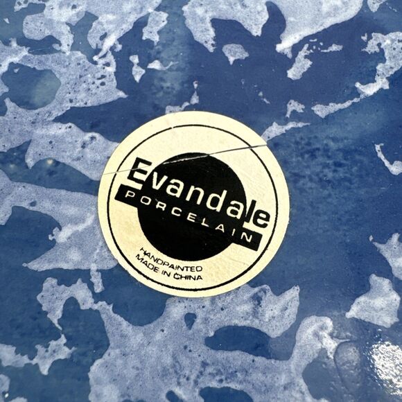 Bowl w/Lid Evandale Porcelain Handpainted Fish Design Blue 9” L x 5.25”W x 5.5”T - Picture 10 of 14